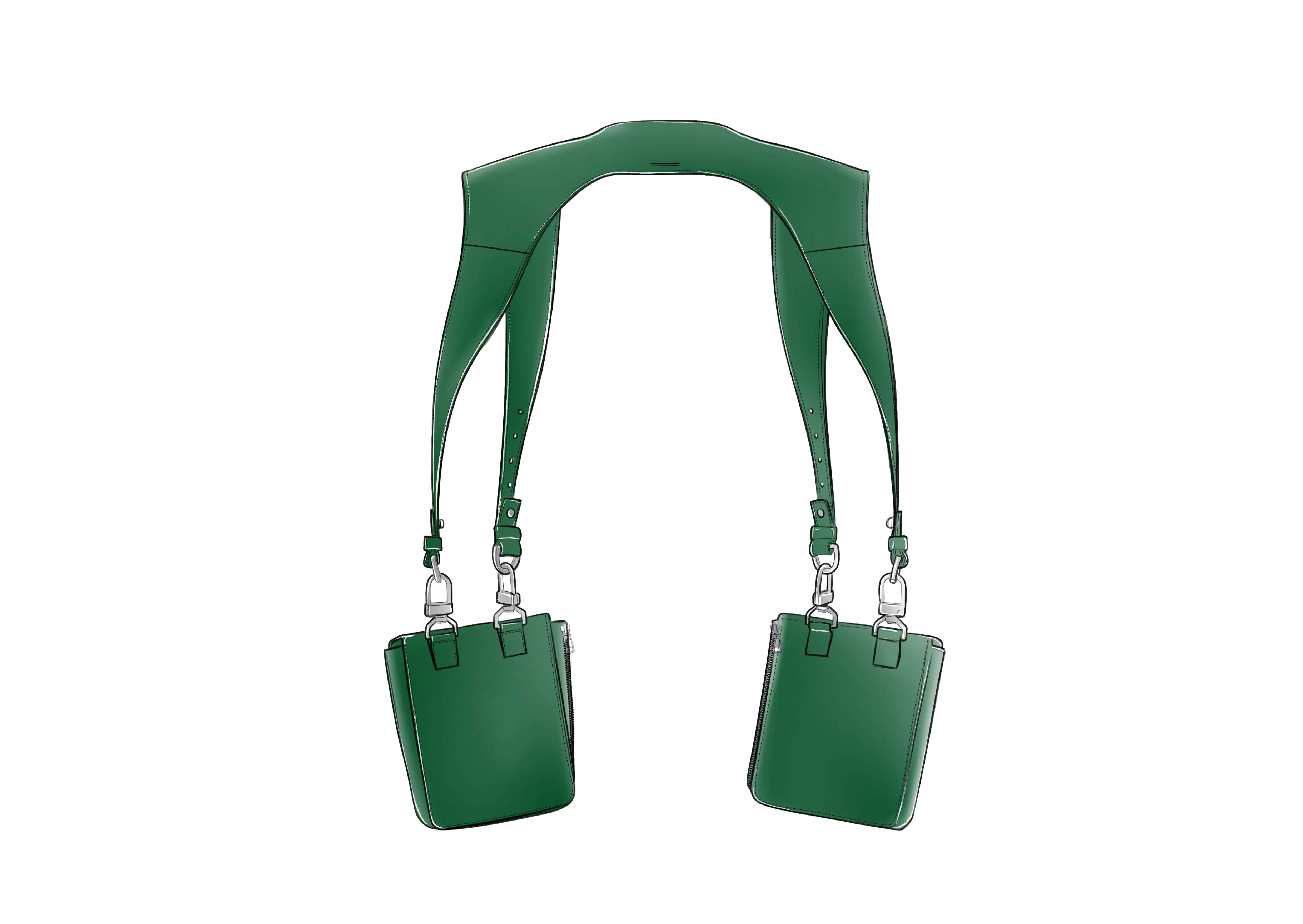 First concept sketch of the Goldy Brown harness bag
